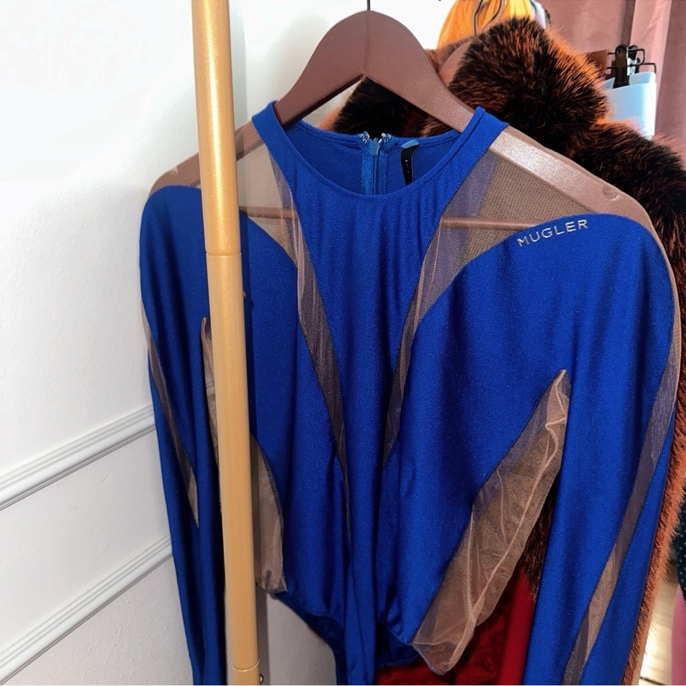 Mugler Royal Blue and Tan Bodysuit